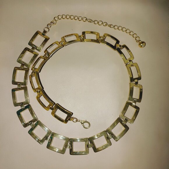 Gold Tone Chain Link Belt Vintage Versatile Adjustable Rectangle Design 1 Inch main image 8